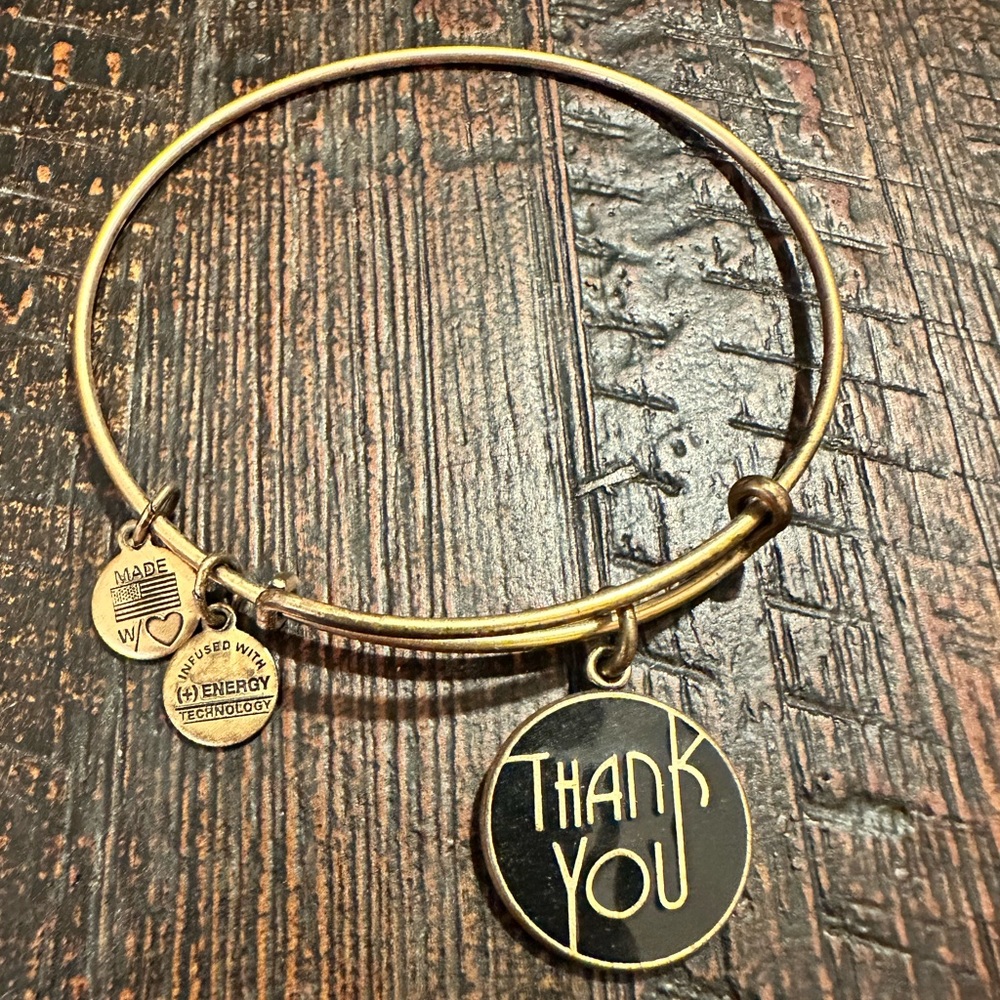 Alex and Ani Matte Gold Thank You Charm Bangle Bracelet